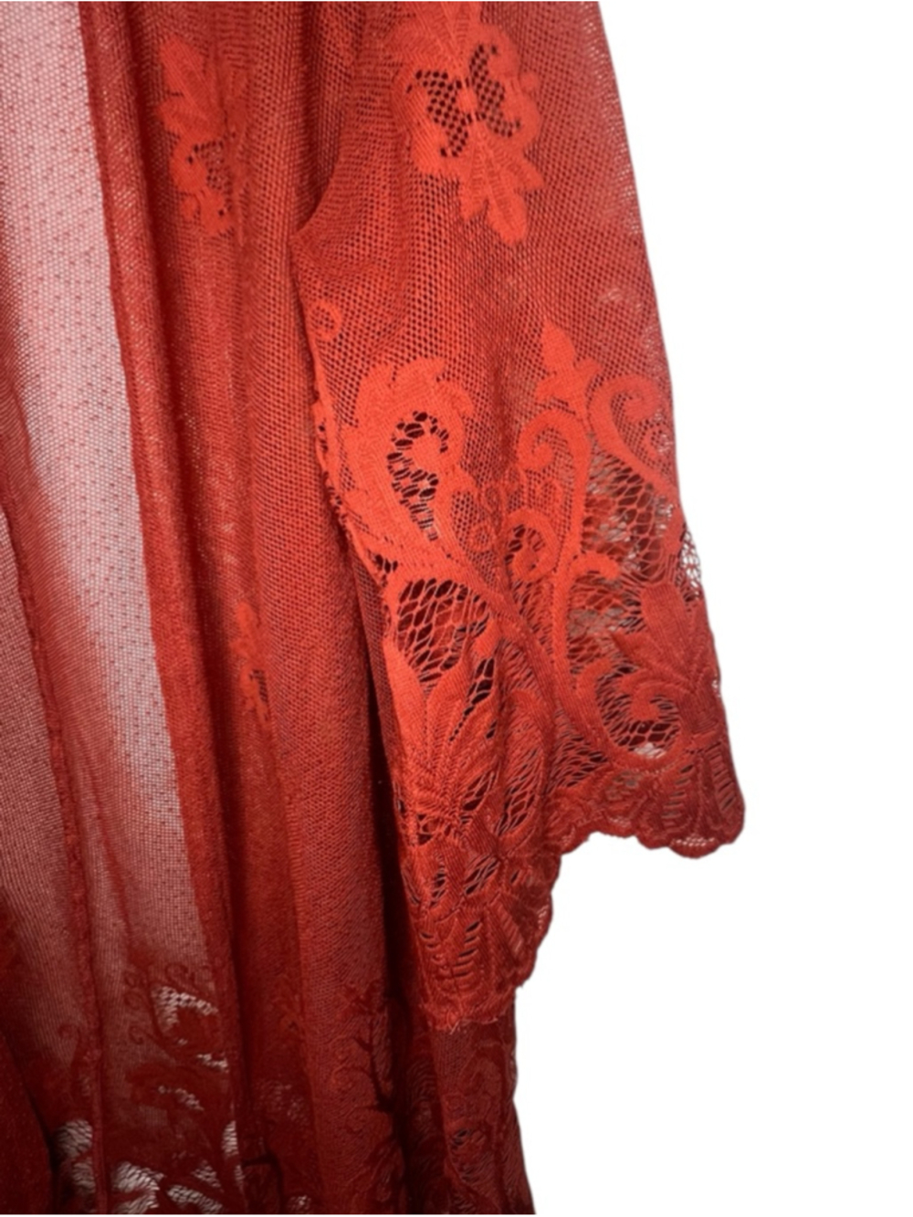 Daytrip Burnt Orange Boho Lace Duster Kimono Cardigan - Picture 2 of 8